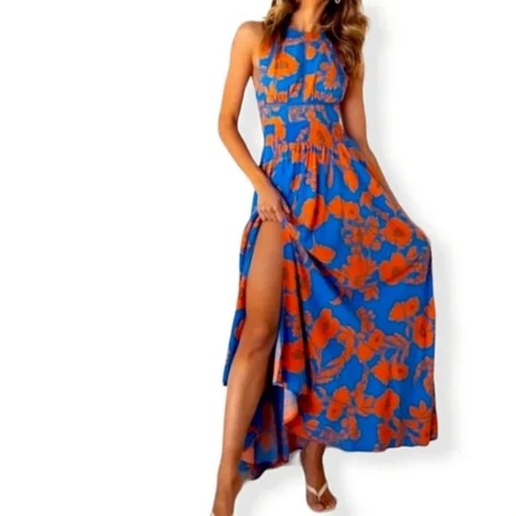 Abel the Label Dresses & Skirts - ATL Abel the Label Charlie blue orange halter maxi dress S